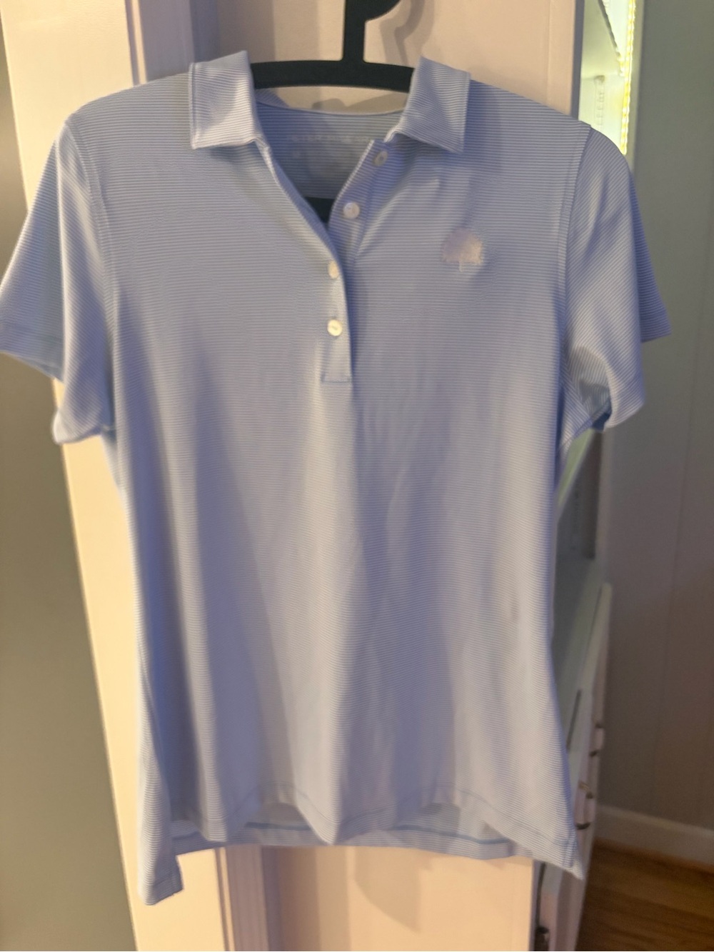 PETER MILLAR NWT Blue striped Women's golf Polo Top
